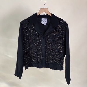 Vintage beaded crochet lace cardigan
